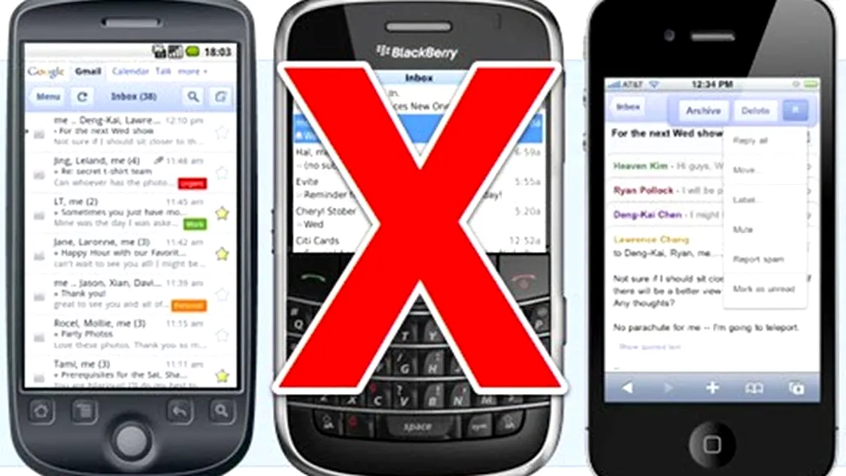 Google renunta la suportul aplicatiei Gmail pentru BlackBerry
