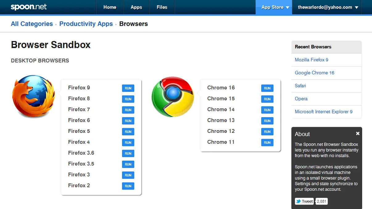 Browser in Sandbox de la Spoon