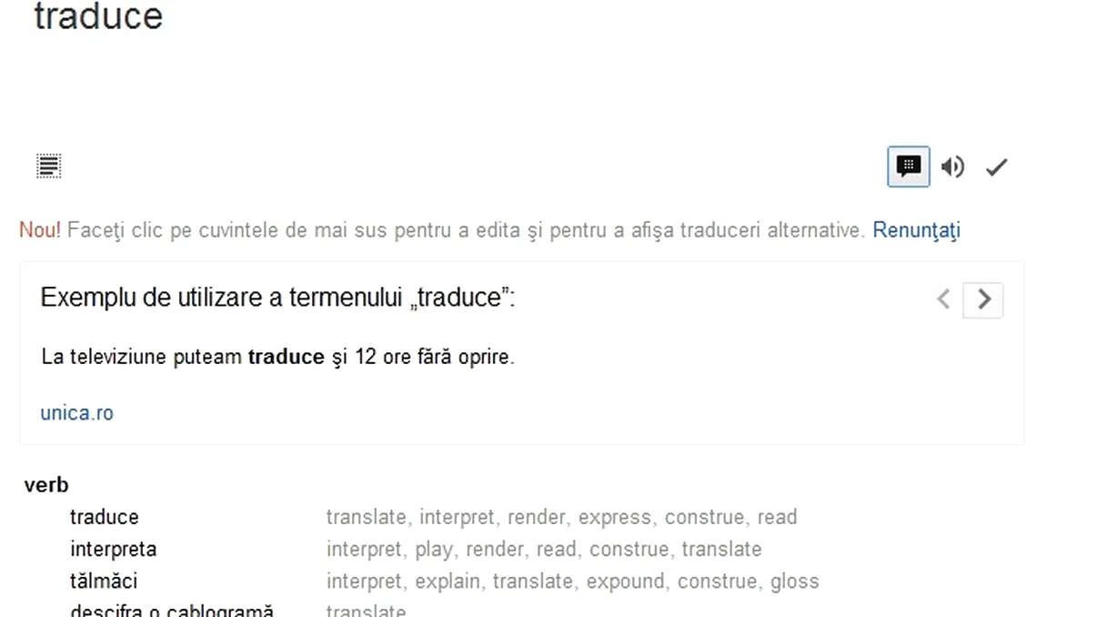 Google Translate pune cuvintele in propozitie