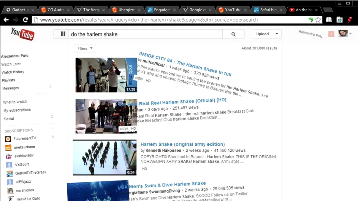 Do the Harlem Shake pe YouTube