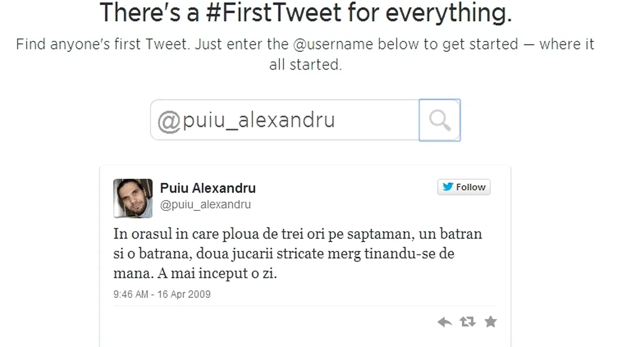 Primul tweet vă aminteşte cum priveaţi la început Twitter-ul
