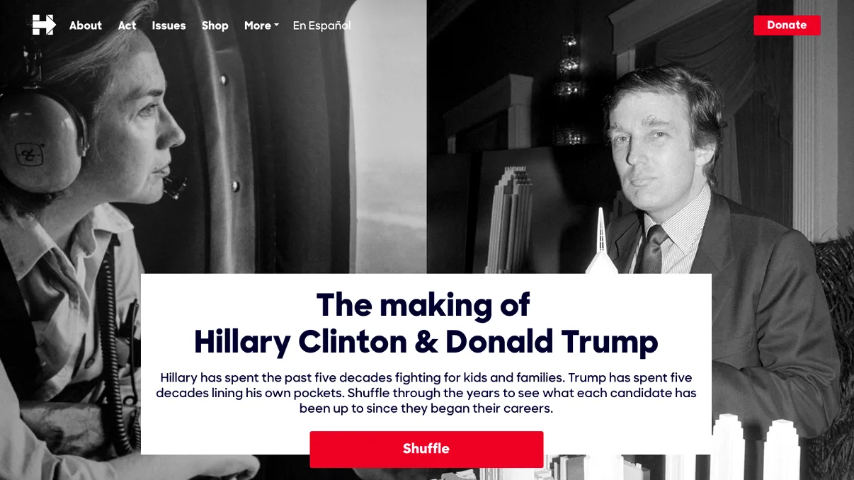 Acest site îi compară pe Hillary Clinton și Donald Trump în funcție de realizările din fiecare an