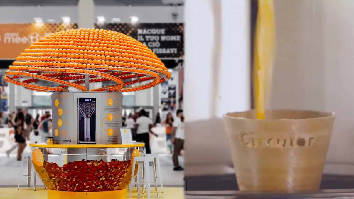 Un dozator de sucuri eco îți face pahare din coajă de portocală: cum funcționează