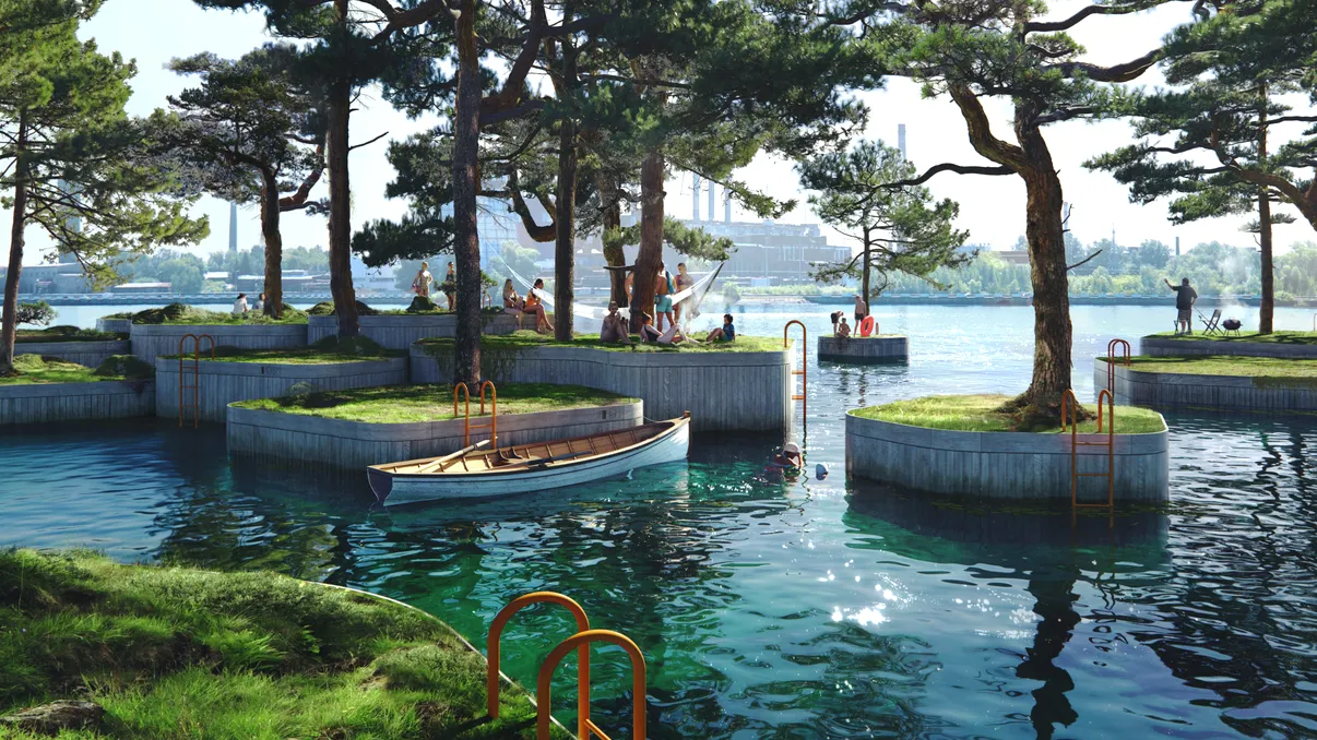 Cea mai ciudată metodă de respectare a distanțării sociale: cum arată parcul plutitor antivirus