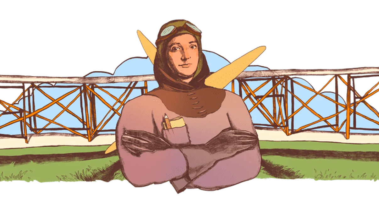 Google celebrează prima femeie aviator din România: cum arată doodle-ul cu Elena Caragiani-Stoenescu