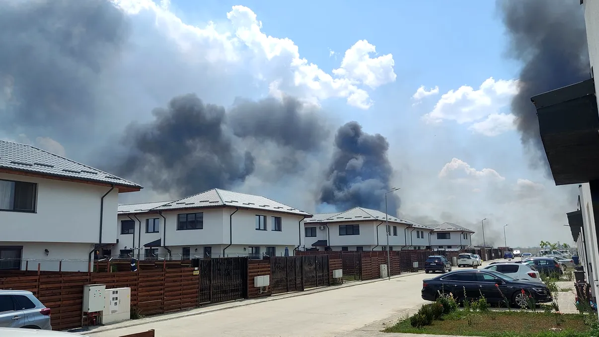 Incendiu masiv lângă București. O suprafață mare de vegetație arde în Bragadiru. Mesaj RO Alert VIDEO