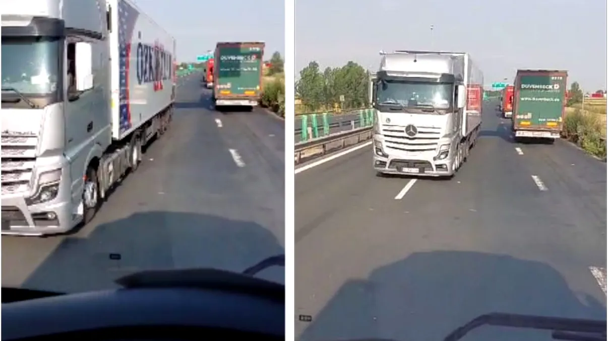 Șoferul unui TIR a condus pe contrasens pe Autostrada A1. Ce sancțiuni a primit. Video
