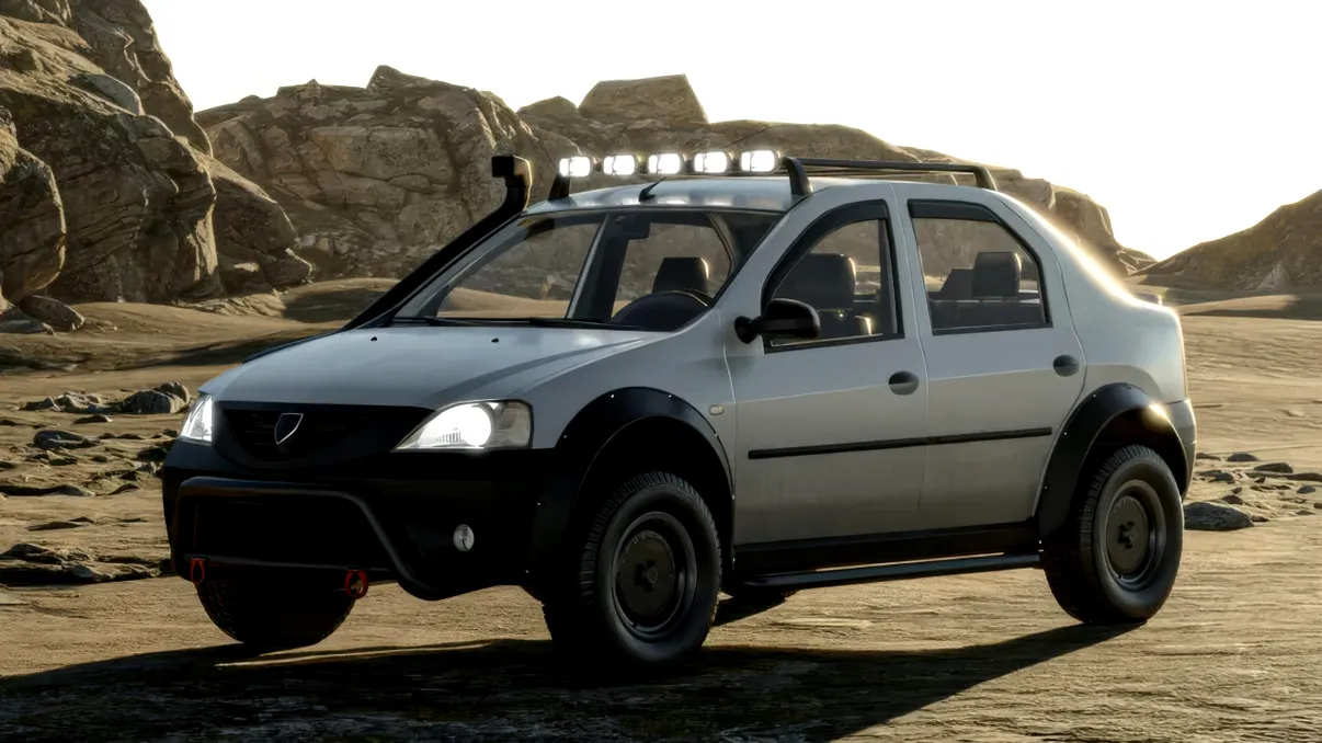 Dacia Logan care ar putea domina orice Mitsubishi sau Jeep de off-road, creată de un român. Ți-ai dori să o vezi pe străzi