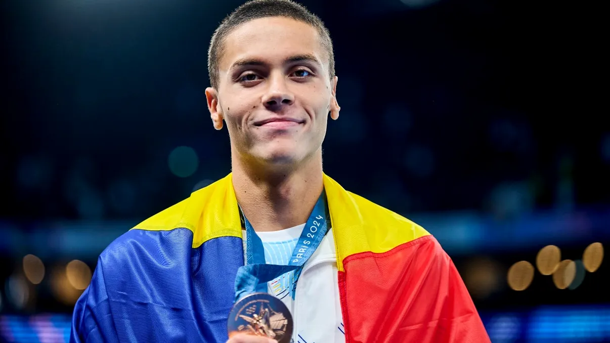 Reacția lui David Popovici, după ce s-a întâlnit cu Sebastian Stan: ”Dacă mă antrenez destul, poate prind și eu un rol în următorul film Marvel”