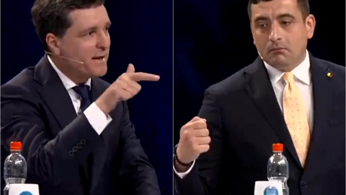Contre între Nicuşor Dan şi George Simion, la dezbaterea electorală. Moderatorii au cerut linişte în sală: „Apelăm din nou la bunăvoinţa voastră”