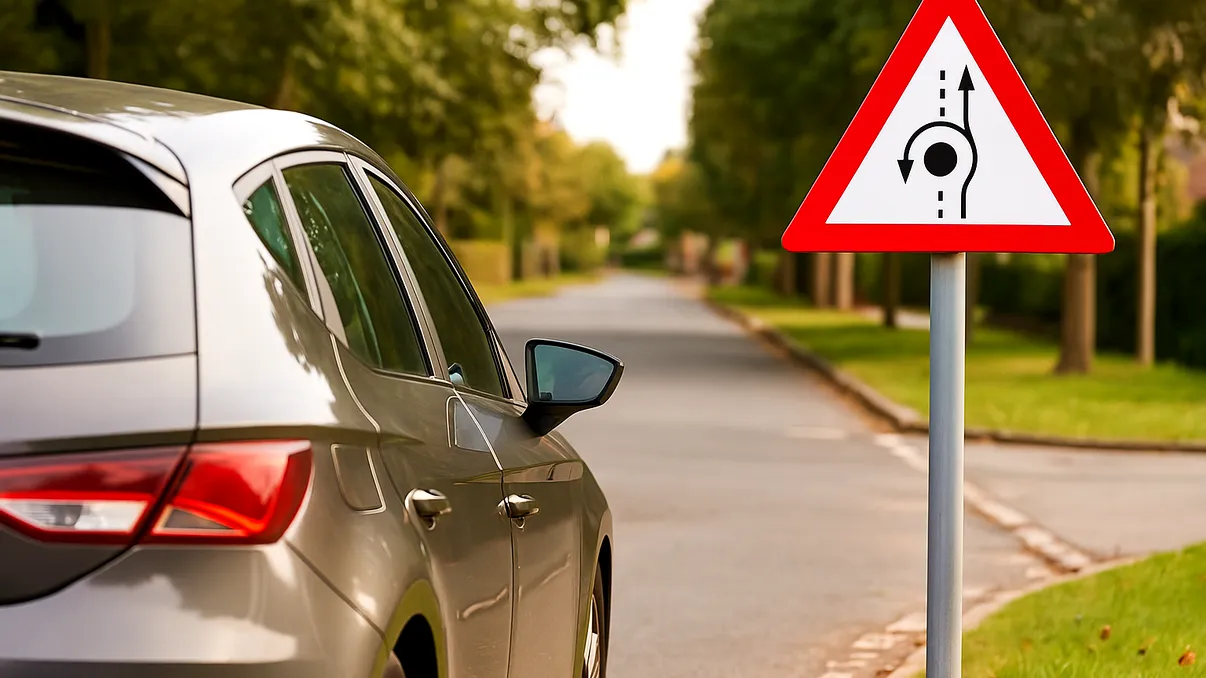 Ce înseamnă indicatorul în formă de triunghi roșu cu un cerc și o săgeată bifurcată. Te poate lăsa foarte ușor fără permis