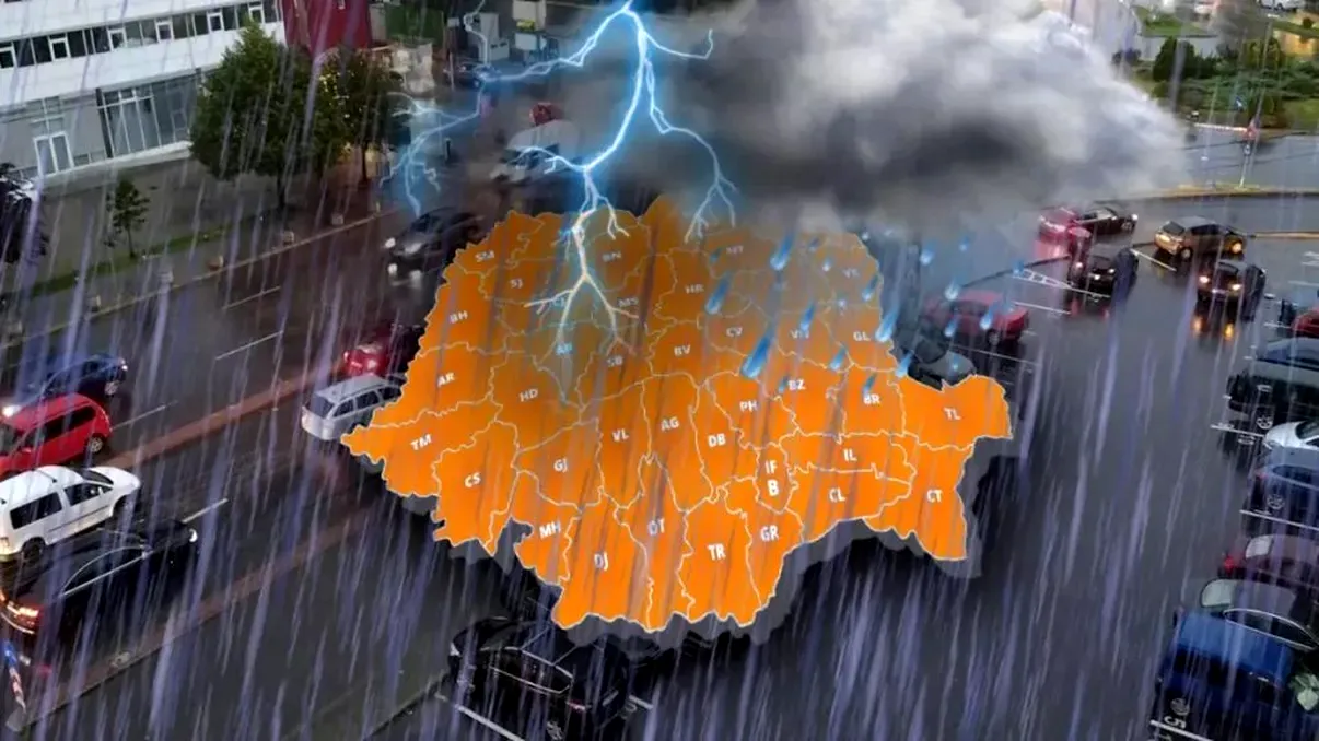 Avertizare imediată de la ANM. Cod portocaliu de ploi torențiale și vijelii puternice. Localitățile vizate