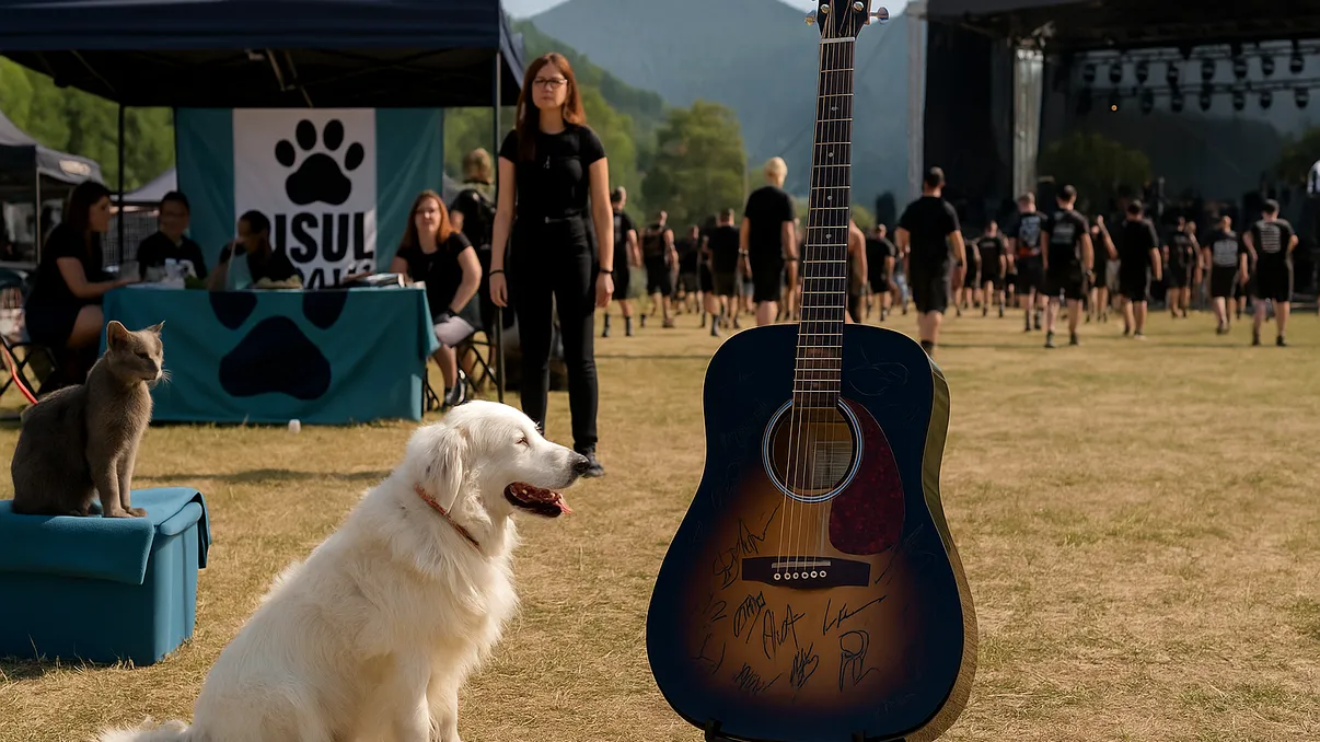 Rockstadt Extreme Fest scoate la licitație o chitară semnată de trupele din festival. Banii vor aduce un strop de bucurie într-o asociație pentru animalele nimănui