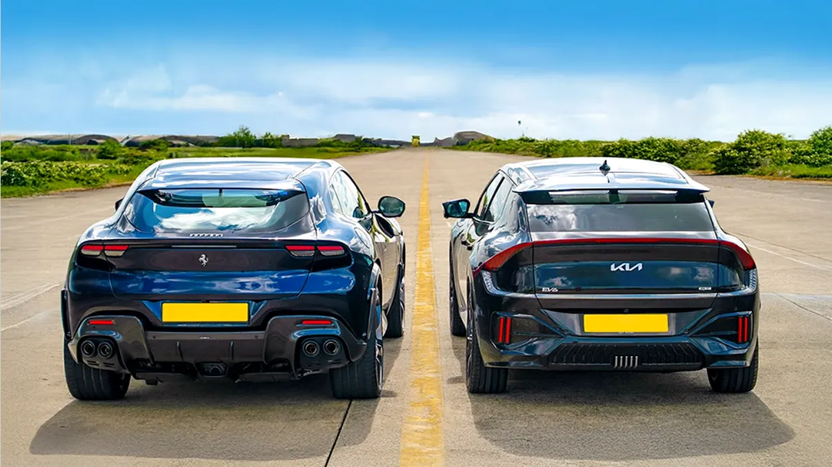 Rușinea roșie pe patru roți: Ferrari Purosangue învins de o Kia electrică de cinci ori mai ieftină VIDEO