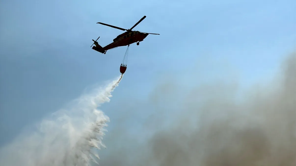 Intervenție aeriană la Chilia Veche: incendiu puternic de vegetație și pădure. Elicopter Black Hawk, mobilizat