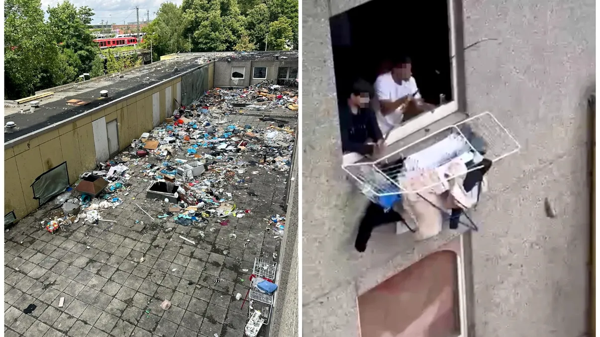 Blocul din Germania în care stau români, rușinea țării. Oamenii trăiesc printre gunoaie, „pescuiesc” șobolani de la fereastră
