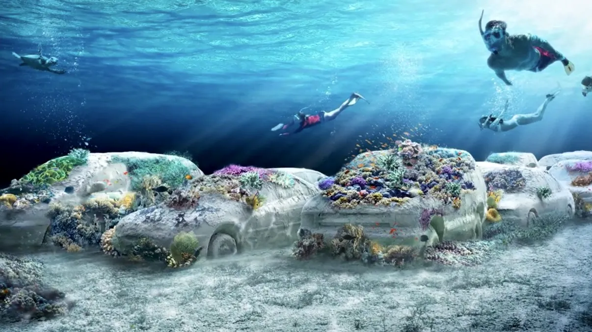 Mașini din beton, transformate în recife de corali: un proiect artistic și ecologic unic în lume