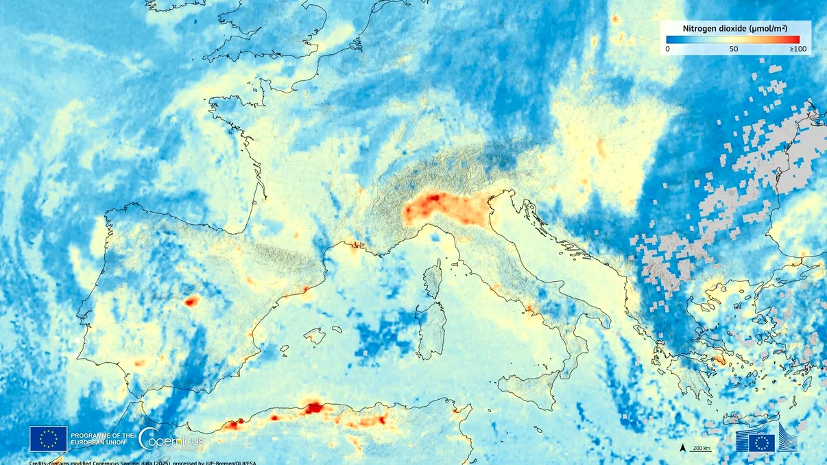 Cum se vede România pe harta poluării din Europa? Primele imagini surprinse de misiunea Copernicus Sentinel-4