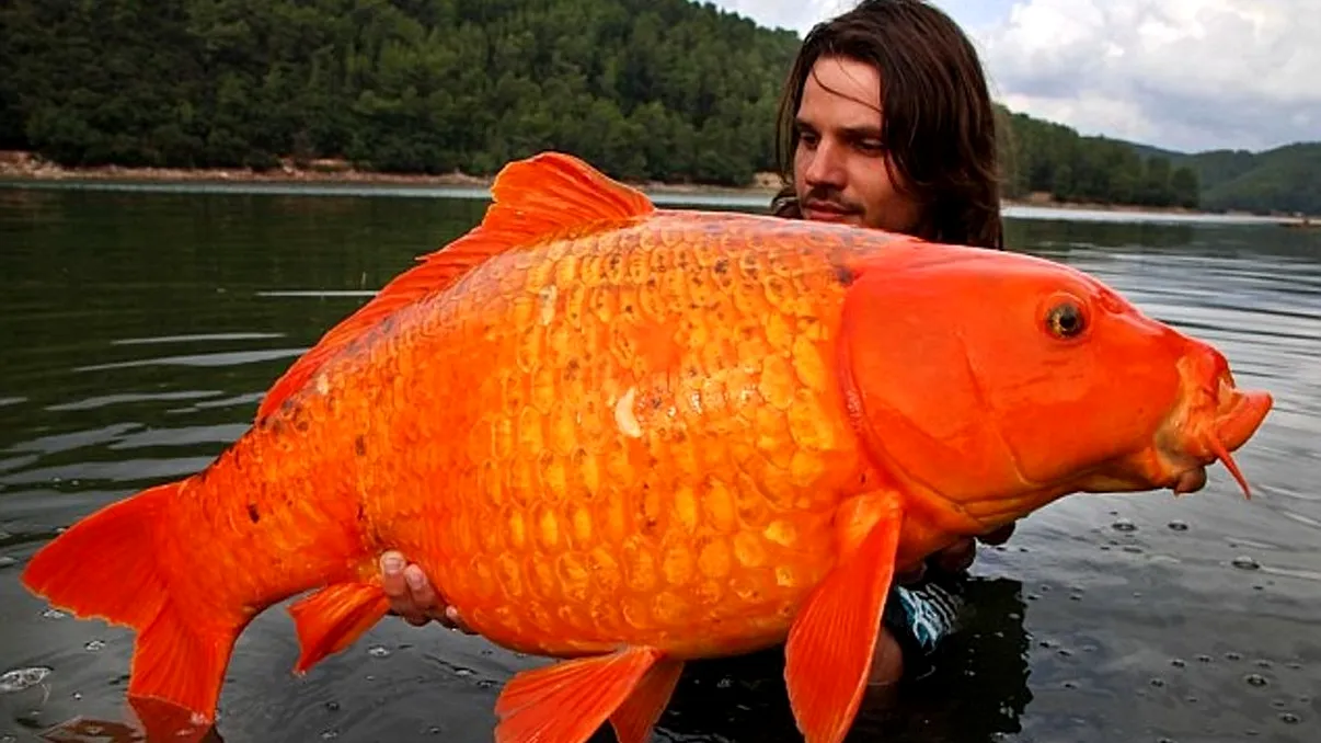 Peștele auriu gigant care cântărește cât un copil de 10 ani: o avertizare serioasă despre eliberarea animalelor de companie în natură
