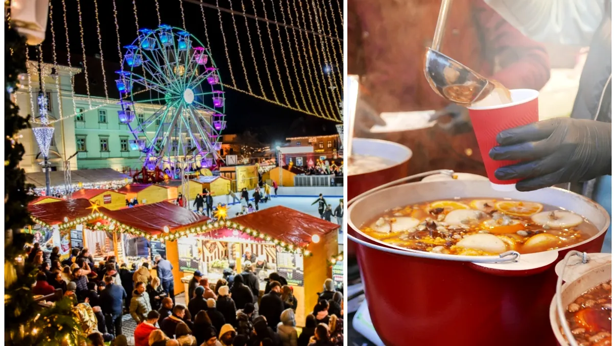 Cât costă vinul fiert, ciocolata caldă, micii şi sarmalele în Târgul de Crăciun din Craiova 2025? Preţurile îi sperie pe turişti