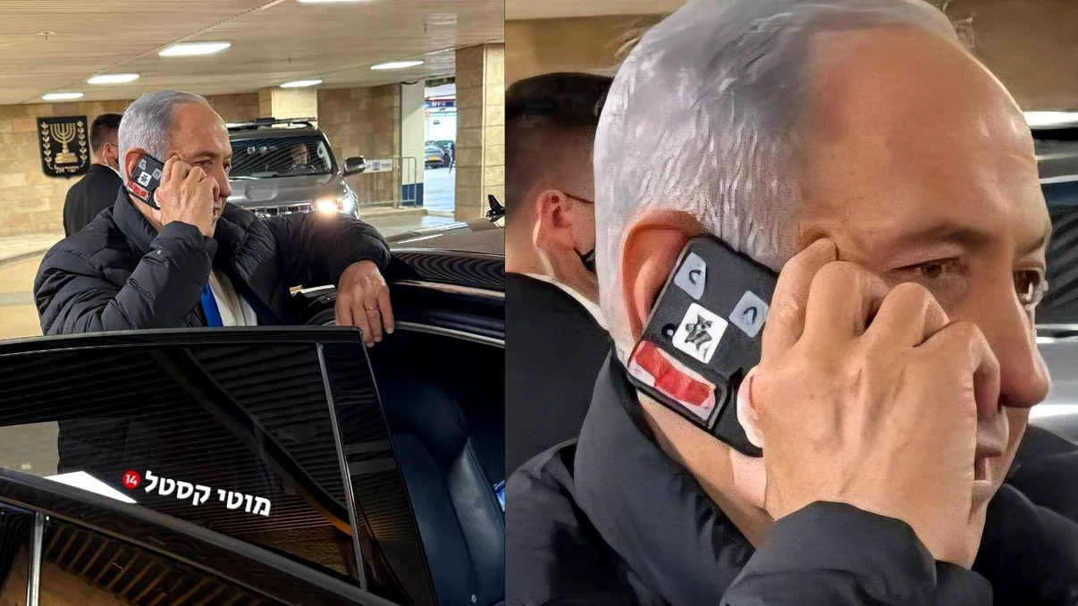 Premierul Beniamin Netanyahu își acoperă camera de la telefon cu scotch - care ar putea fi explicația pentru gestul ciudat