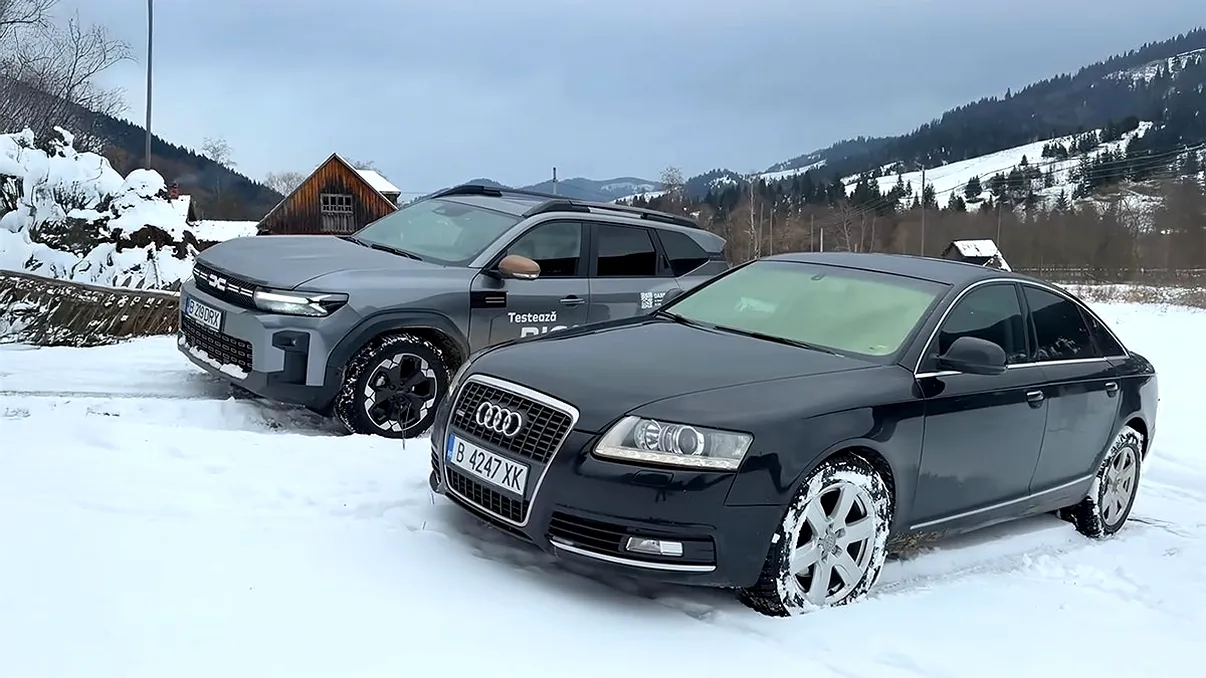 Dacia Bigster versus Audi A6: ce mașină face față mai bine la zăpada de pe munte VIDEO