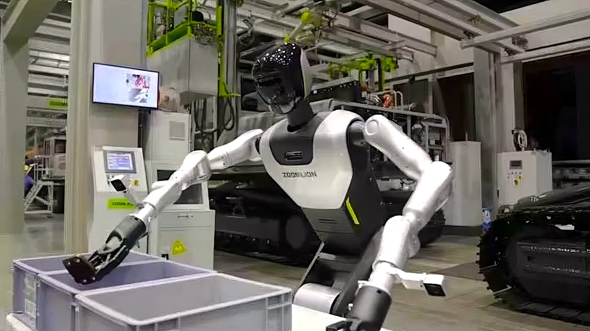 Fabricile cu angajați roboți sunt deja aici, iar un umanoid construiește un escavator la fiecare 6 minute