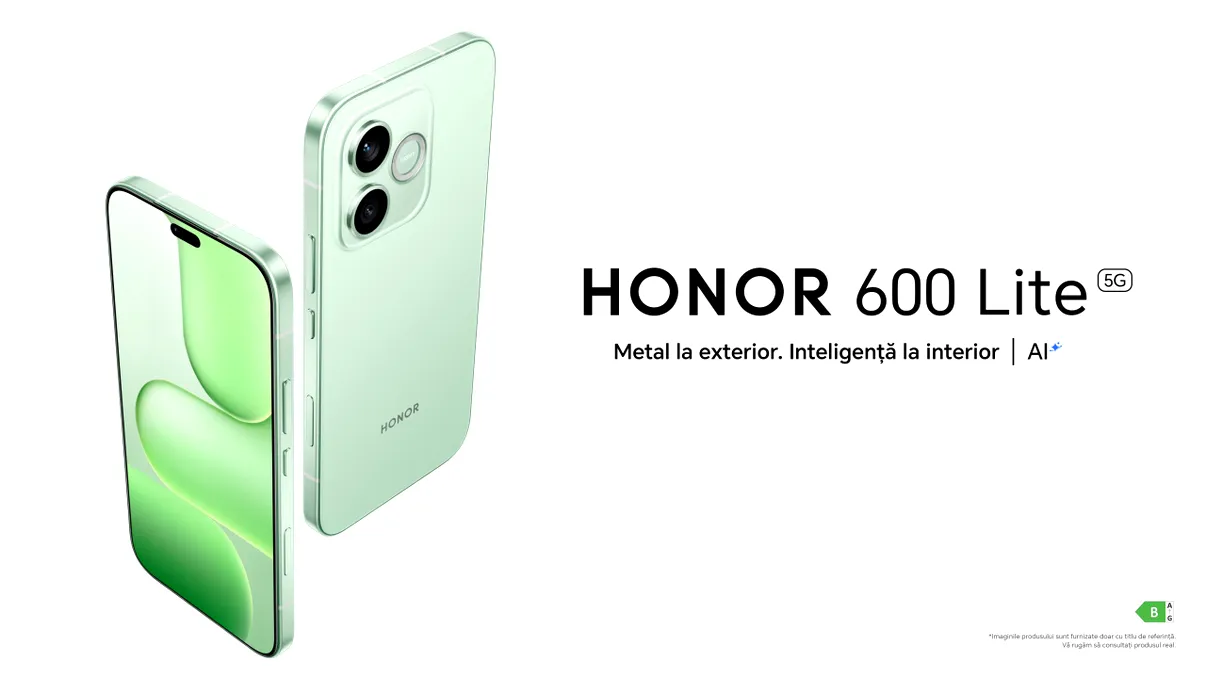 HONOR 600 Lite ajunge în România: design metalic premium, cameră de 108MP și baterie uriașă la preț accesibil