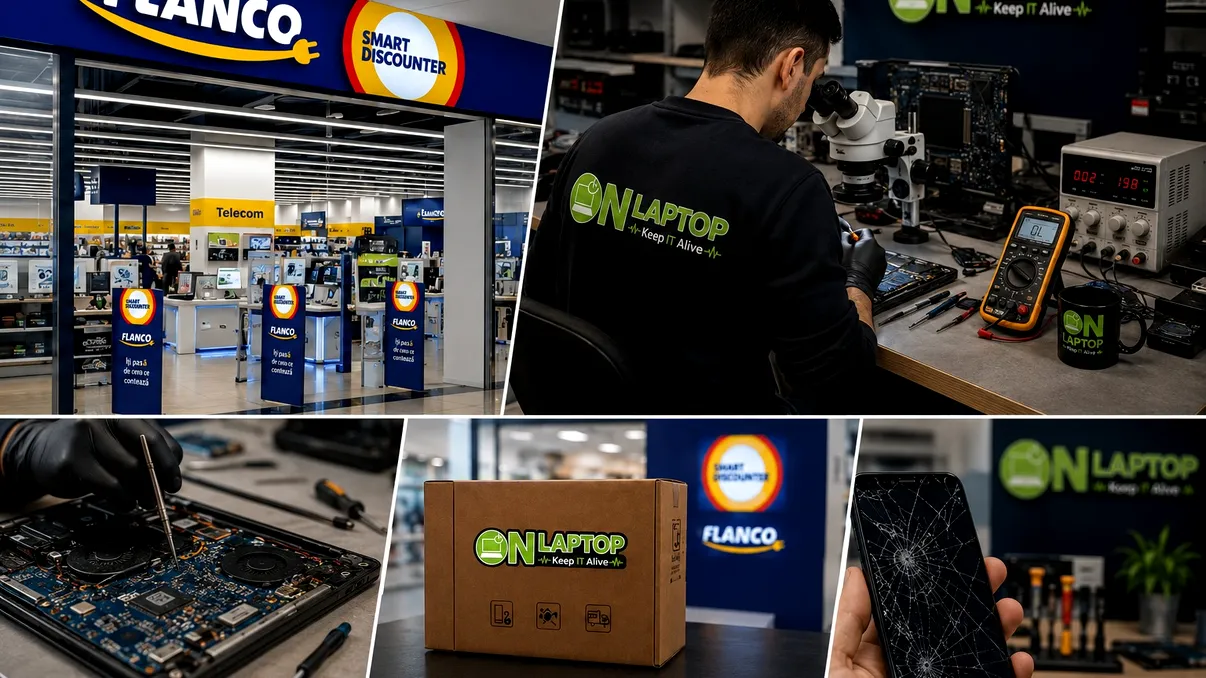 OnLaptop și Flanco simplifică trimiterea laptopurilor și telefoanelor în service prin peste 150 de magazine