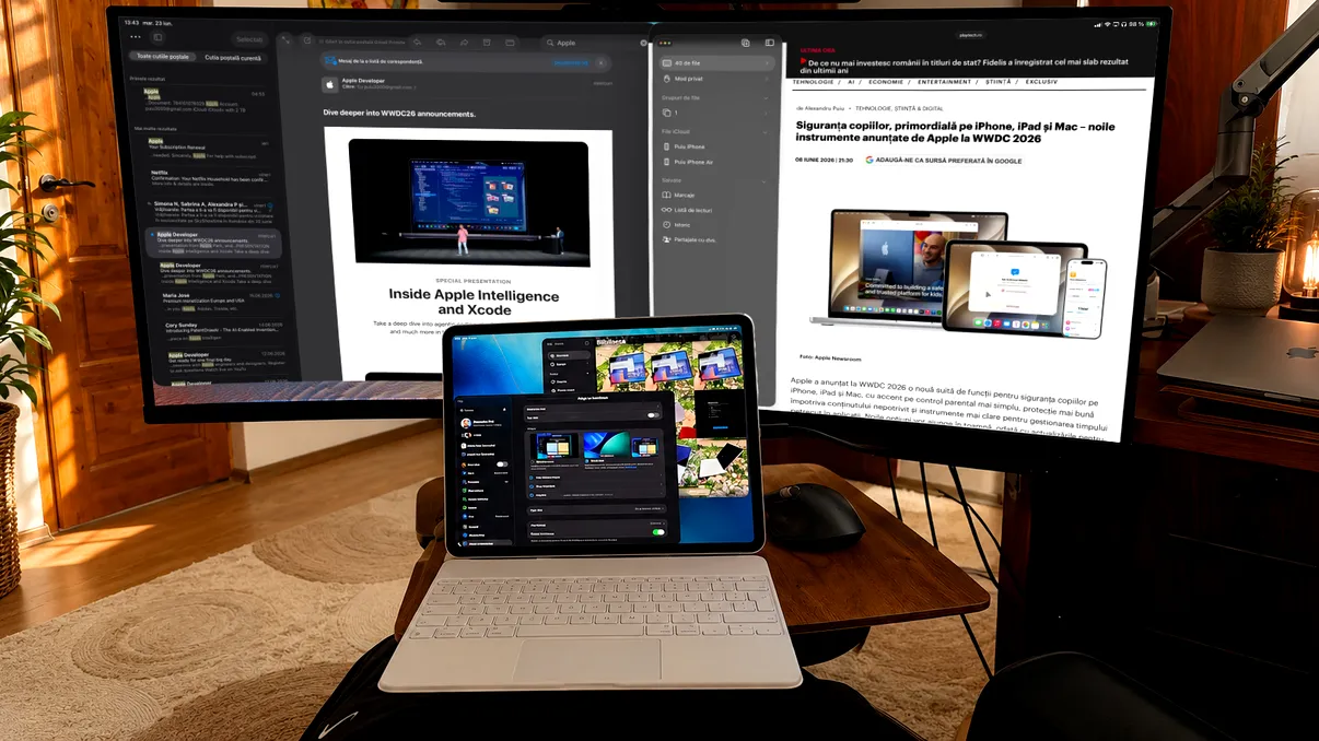 Cum să-ți înlocuiești calculatorul cu un iPad Air în 2026 folosind un monitor extern, mouse și tastatură Bluetooth. Tableta Apple strălucește la productivitate