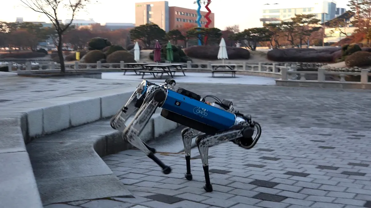 Un câine-robot învață singur cum să alerge în pădure și pe scări. Noua tehnologie AI îi schimbă mersul în timp real