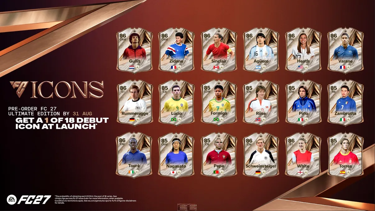 EA Sports FC 27 aduce noi legende în fotbal. Cine sunt jucătorii din „Generația ’27”