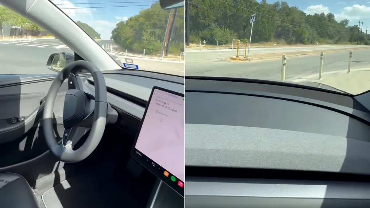VIDEO | Mașina autonomă Tesla s-a oprit în fața obstacolelor, a stat puțin pe „gânduri”, apoi a trecut direct peste ele