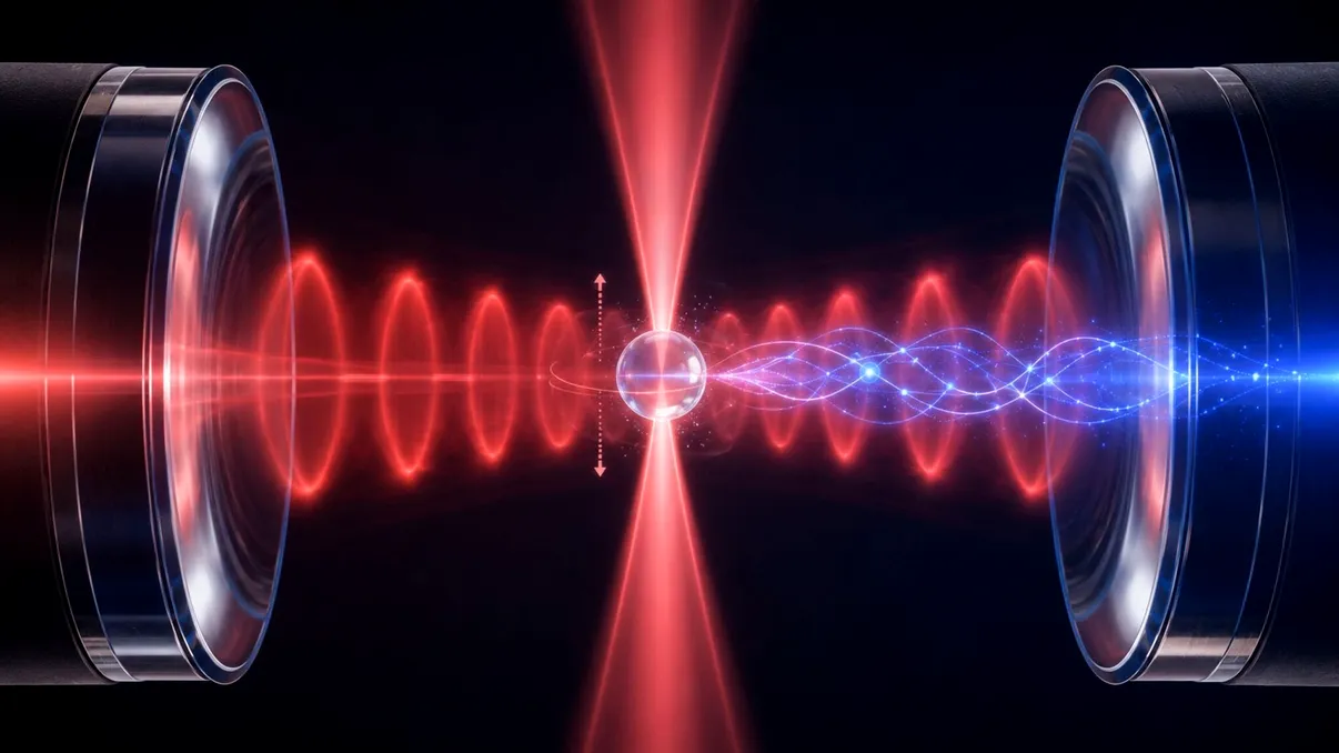 O particulă de sticlă de 100 de nanometri a fost „împletită” cu lumina: experimentul care apropie fizica cuantică de aplicații reale