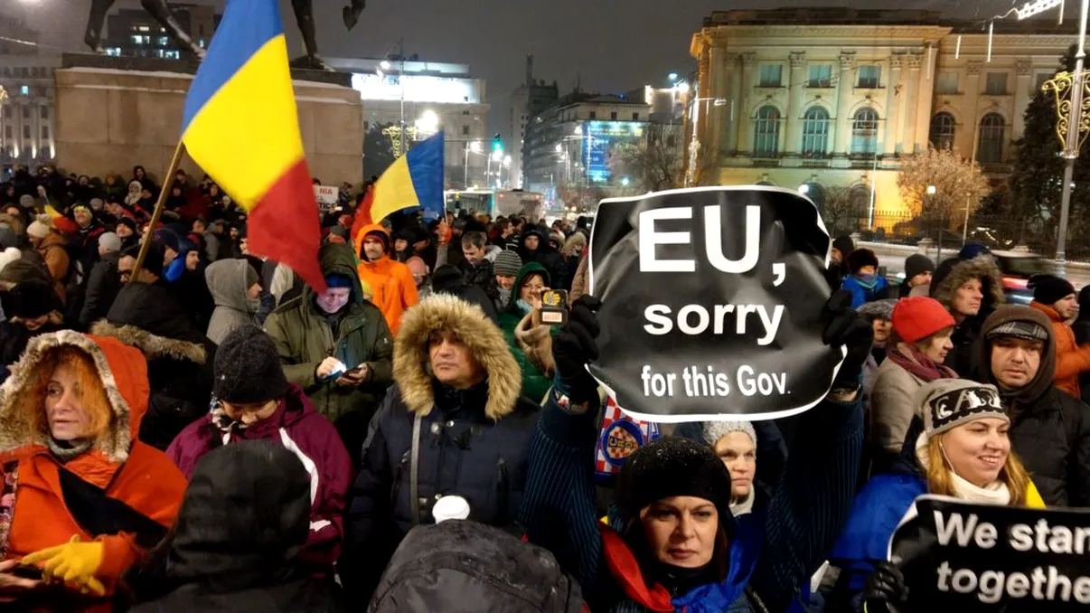 Românii la protest, din nou: Ce s-a întâmplat la mitingul pro-Europa de la Ateneu