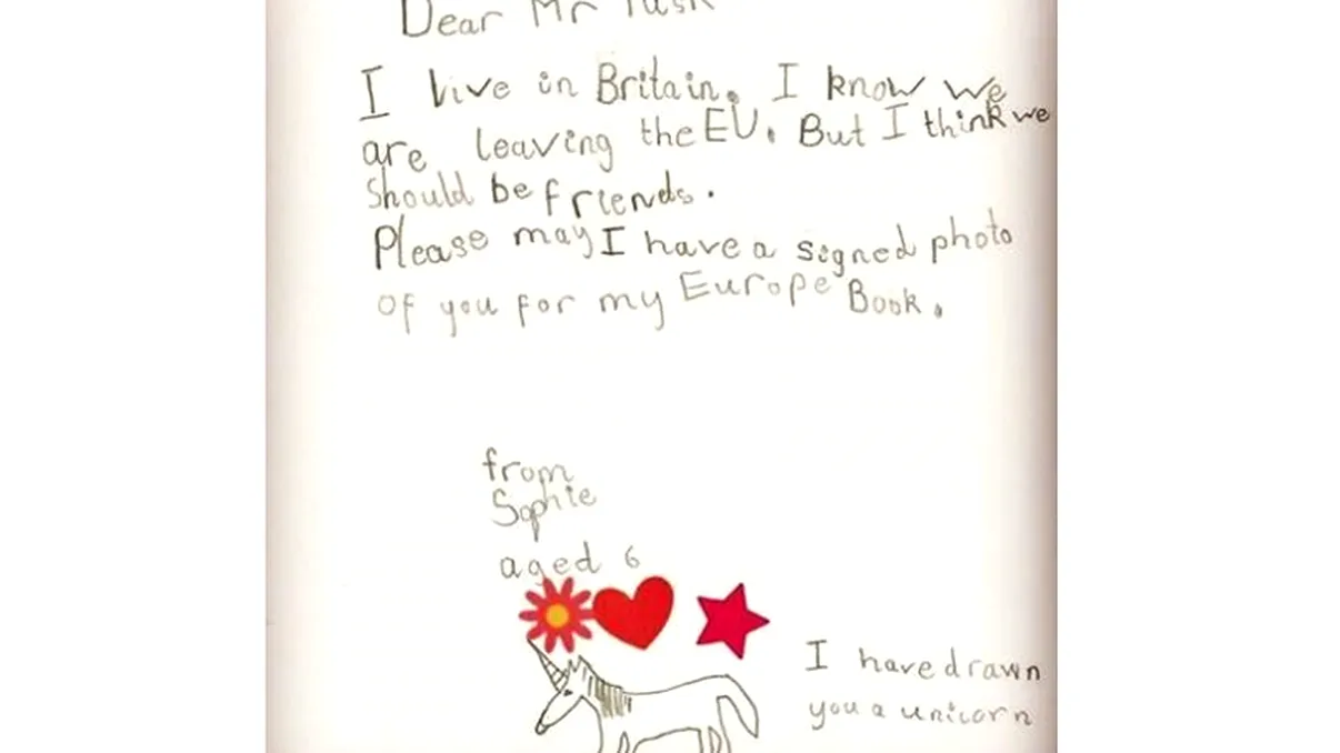 Brexit. Scrisoarea unei fetițe de 6 ani către Donald Tusk: „Știu că ieșim din UE, dar ar trebui să fim prieteni”