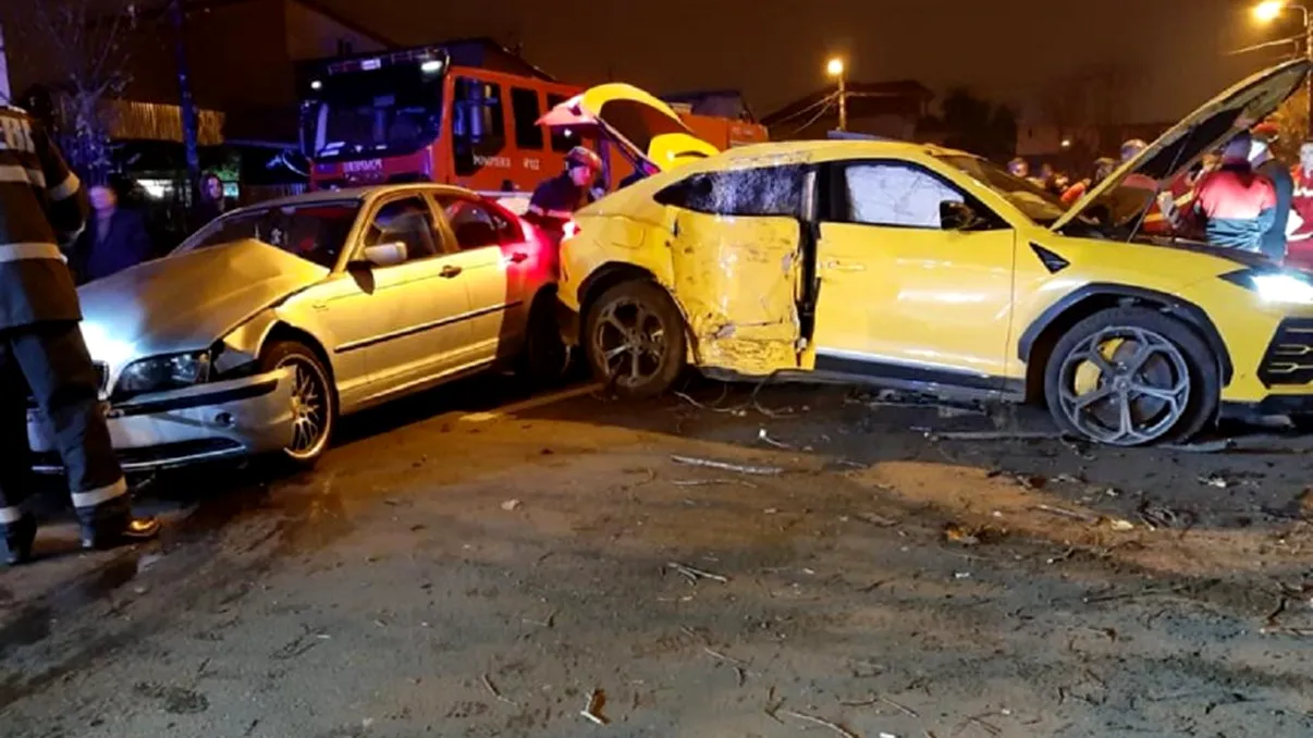 Accident în Ferentari între un Lamborghini și un BMW. Cum arată mașinile după impactul devastator FOTO