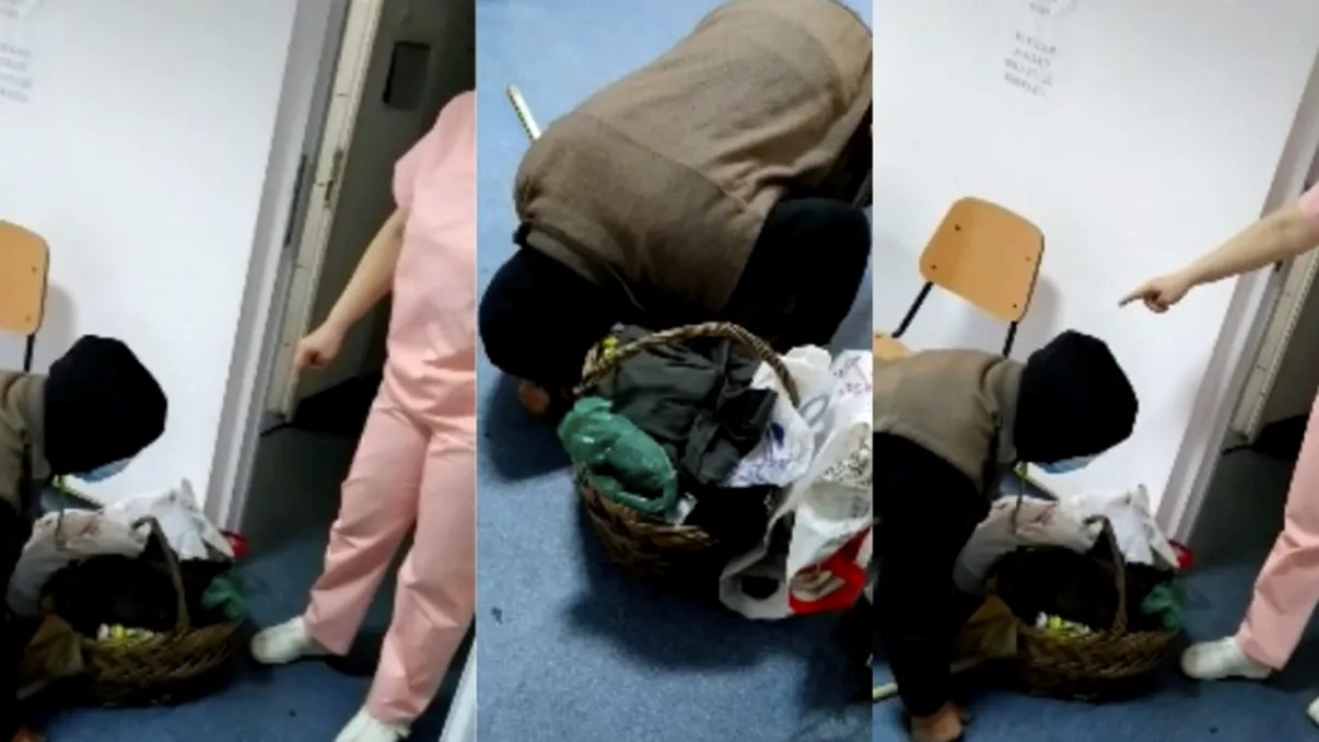 Femeia care l-a filmat pe bătrânul căzut la pământ în spitalul din Corabia rupe tăcerea. Reacția medicului când l-a văzut pe bolnav