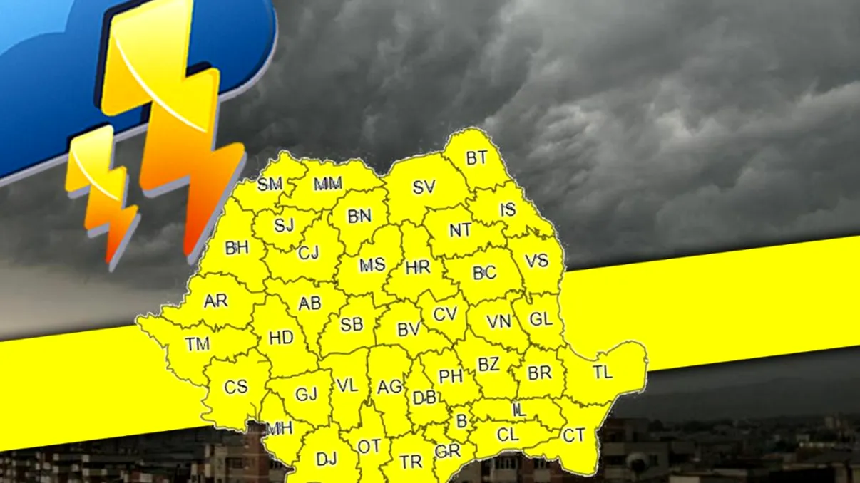 Cod galben de furtuni și vijelii în România. Care sunt zonele afectate în weekend