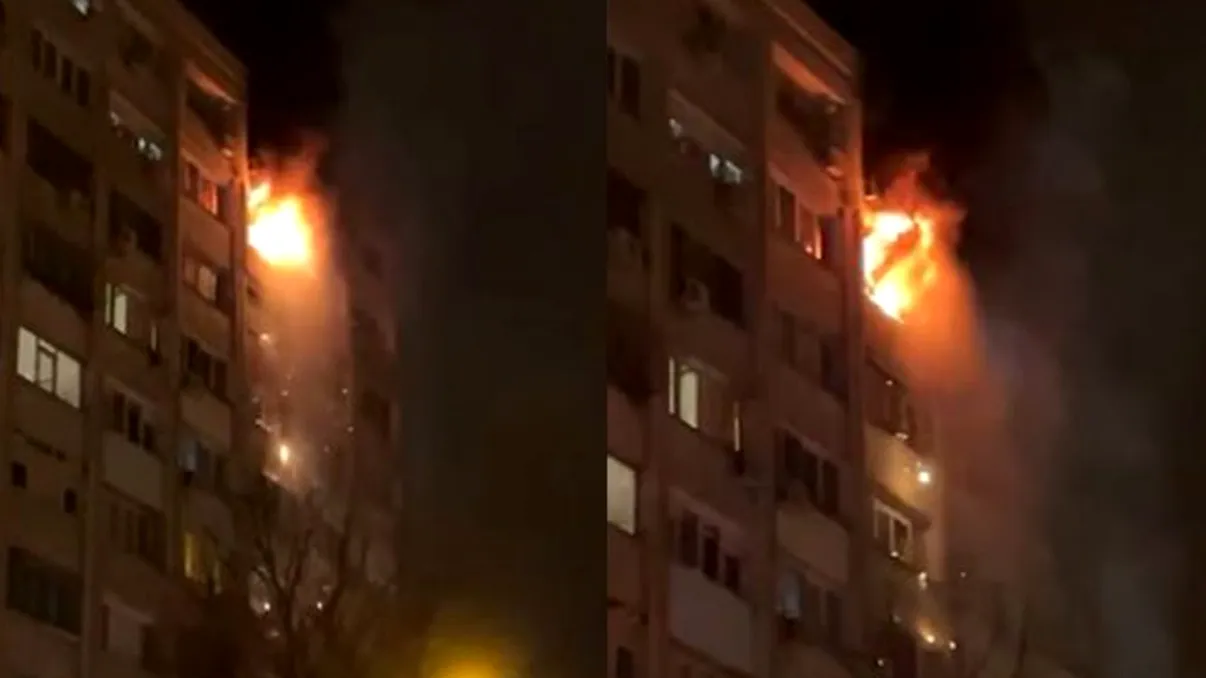 Incendiu devastator într-un bloc din Galați. Un bărbat a murit carbonizat și alți zeci de locatari au fost evacuați de urgență. VIDEO