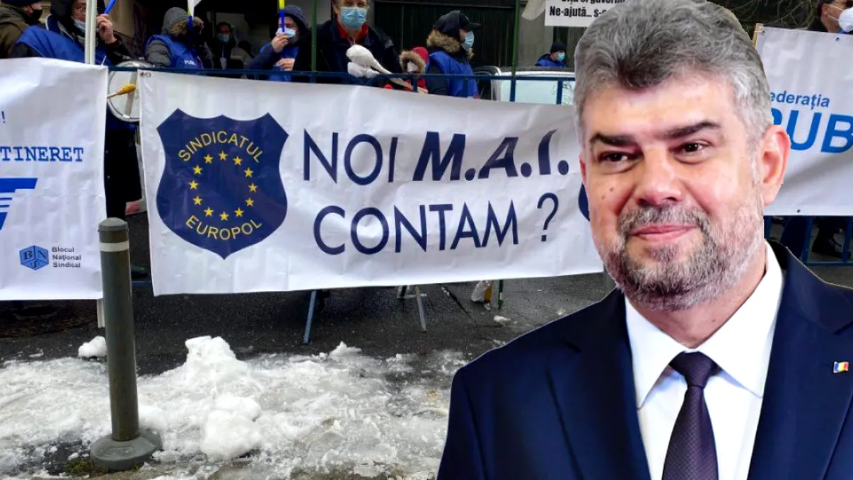 Protestul polițiștilor la sediul PSD. Ce a pățit Marcel Ciolacu după ce a apărut în mulțime VIDEO