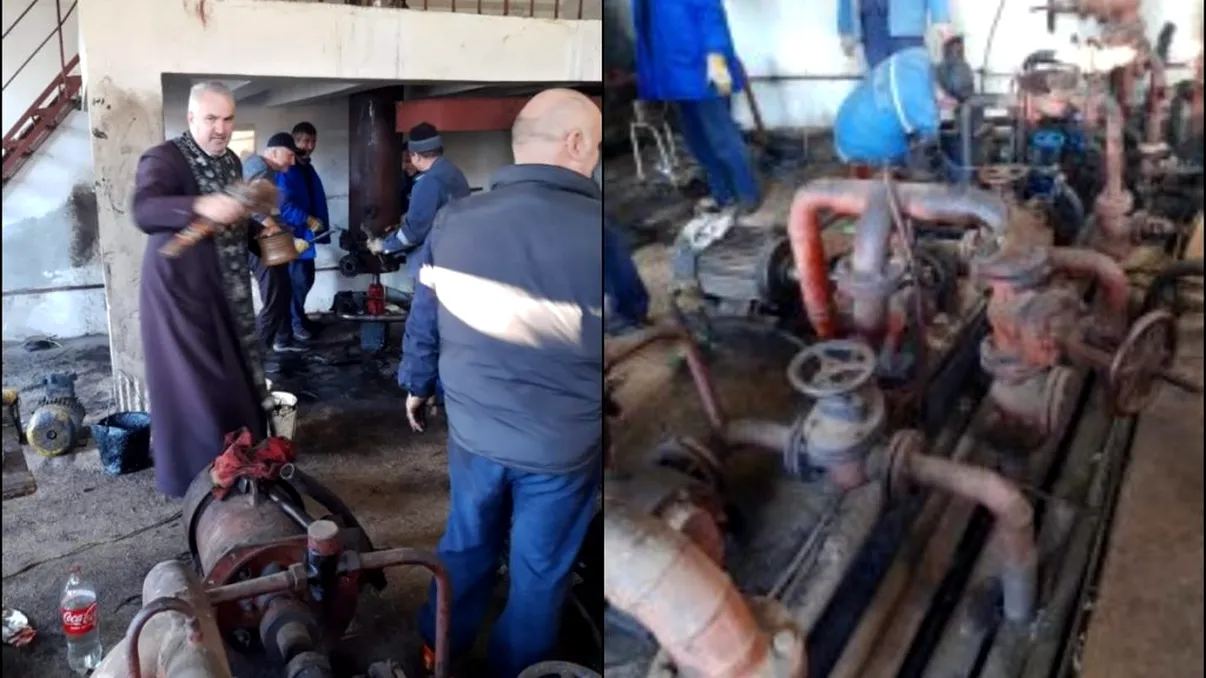 Situație incredibilă în Motru, acolo unde locuitorii au rămas fără căldură timp de câteva zile. Pentru e remedia problema, un preot a fost chemat să sfințească locul avariei