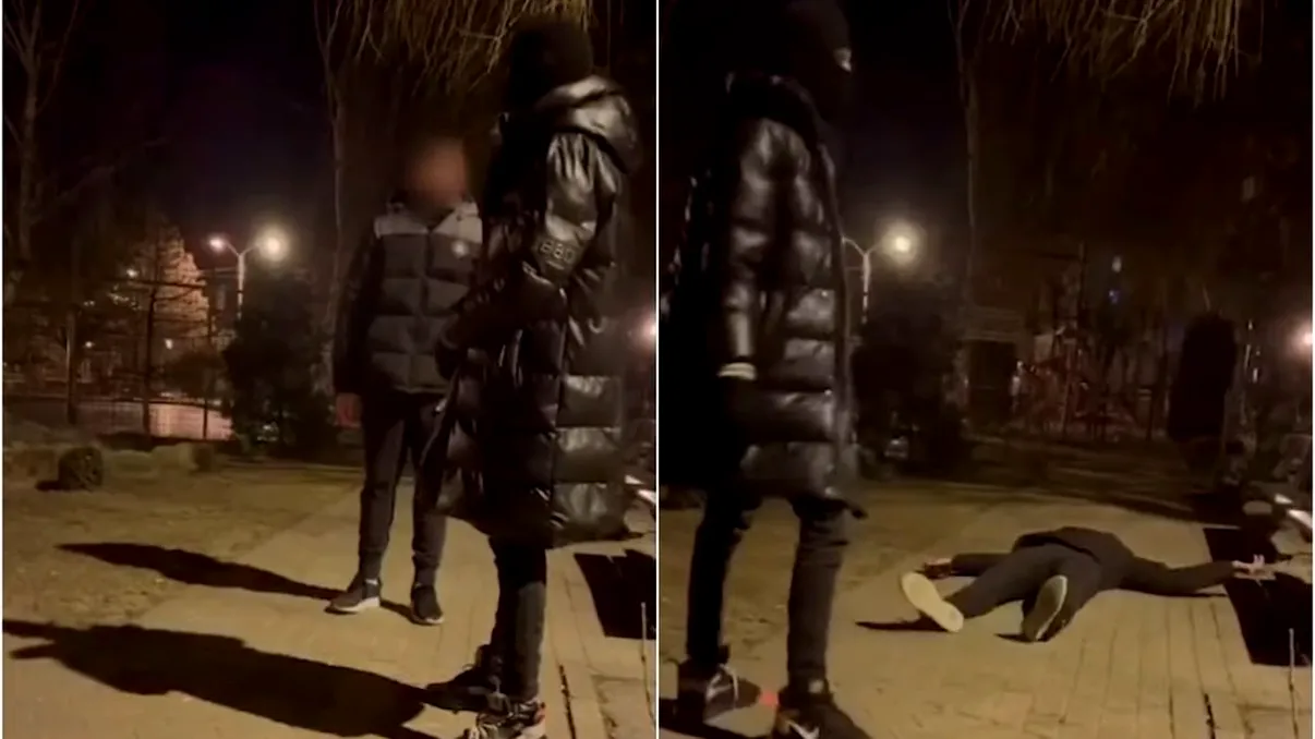Imagini șocante într-un parc din Pitești. Un minor a fost lovit cu sălbăticie și lăsat inconștient VIDEO