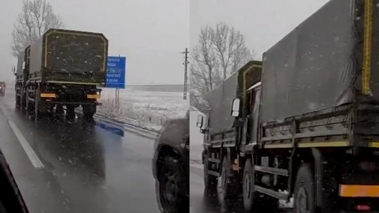 Trei camioane ale Armatei Române s-au izbit între ele pe un drum din Buzău. Traficul a fost blocat timp de patru ore