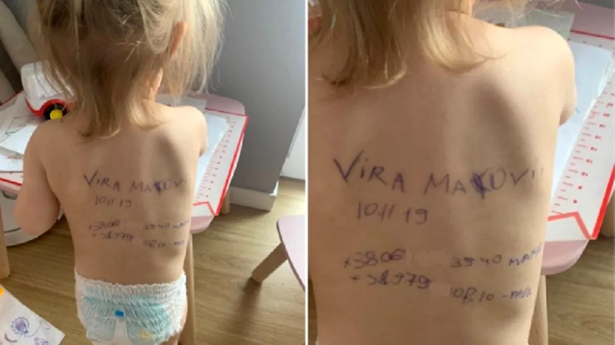 Ce s-a întâmplat cu fetița din Ucraina a cărei mamă i-a scris adresa pe spate. Unde a ajuns micuța, de fapt