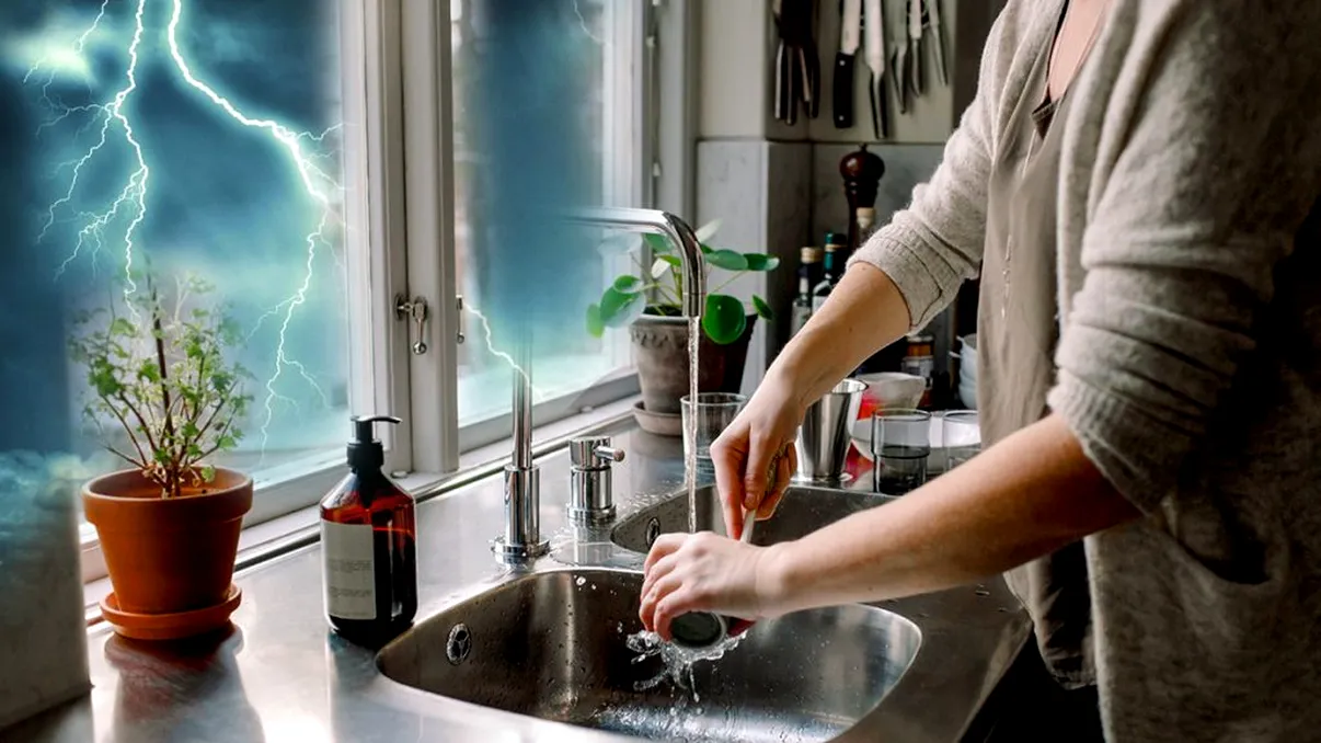 De ce să nu speli vasele când este furtună afară. Motivul e nebănuit
