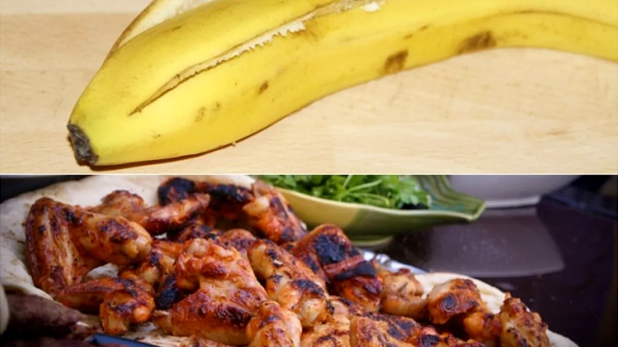 De ce să pui o coajă de banană pe o bucată de carne înainte să o bagi la cuptor. Secretul dezvăluit de marii bucătari