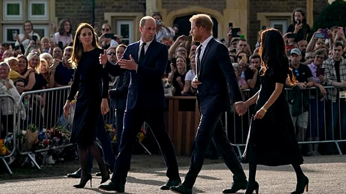 William, Kate, Harry şi Meghan o plâng pe Regina Elisabeta a II-a. Primele imagini cu cei patru de la înmormântare