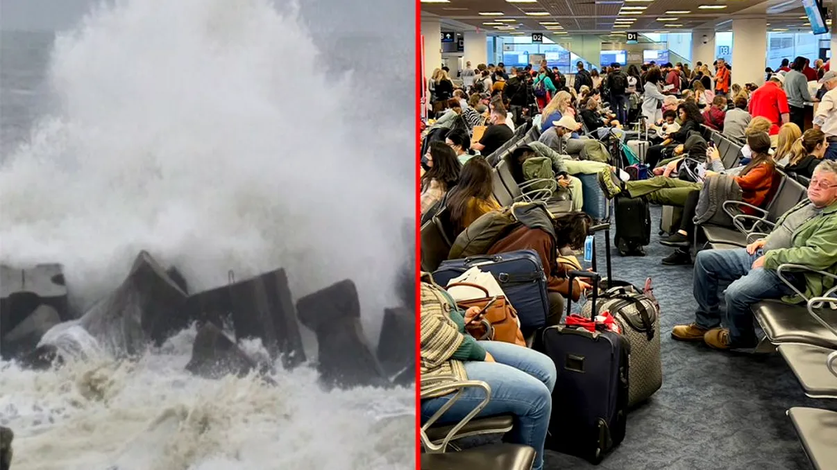 Porturile de la Marea Neagră, închise din cauza valurilor uriaşe. Ore întregi de întârzieri şi pe Aeroportul Otopeni