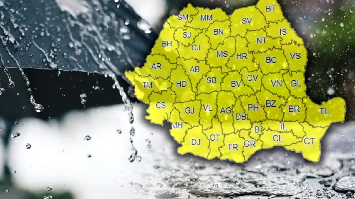 Cod galben de ploi și vânt până vineri în România. Nu scăpăm de vremea rea, unde vor fi probleme